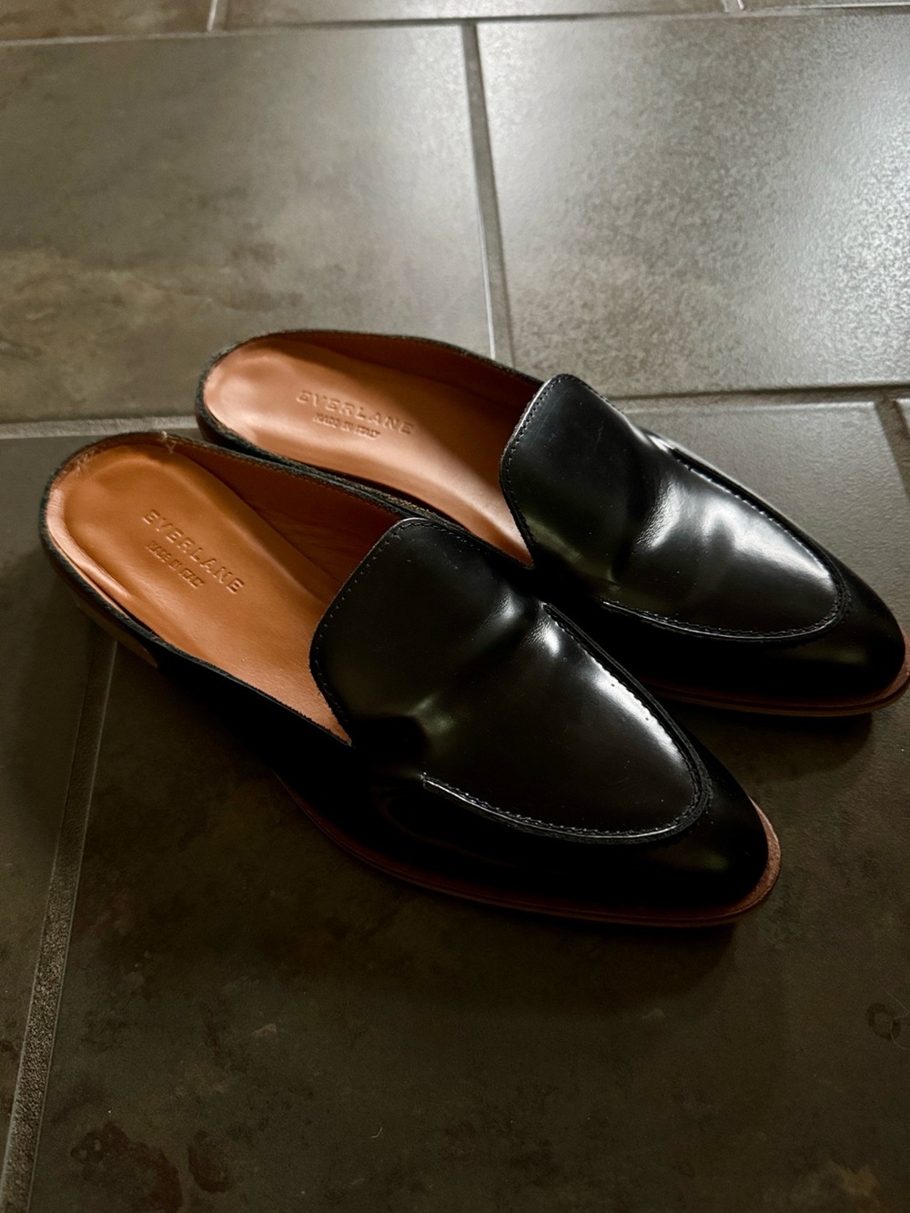 Everlane The Modern Loafer Mule Black Leather Made in Italy Women’s Size 8.5